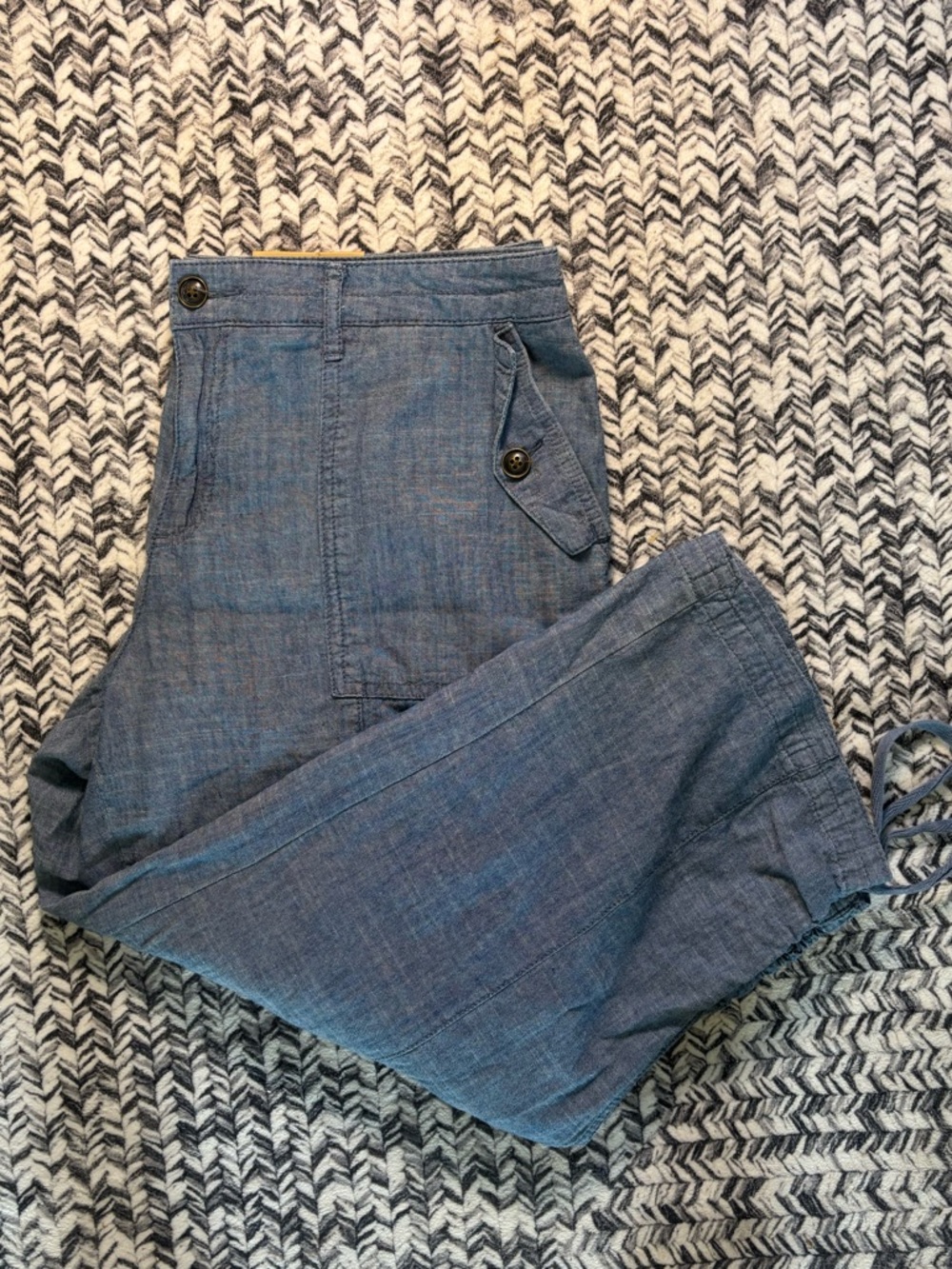 NWT Women’s XL Merona Light Blue Curvy Cropped Cotton Chambray Pants - Picture 6 of 9